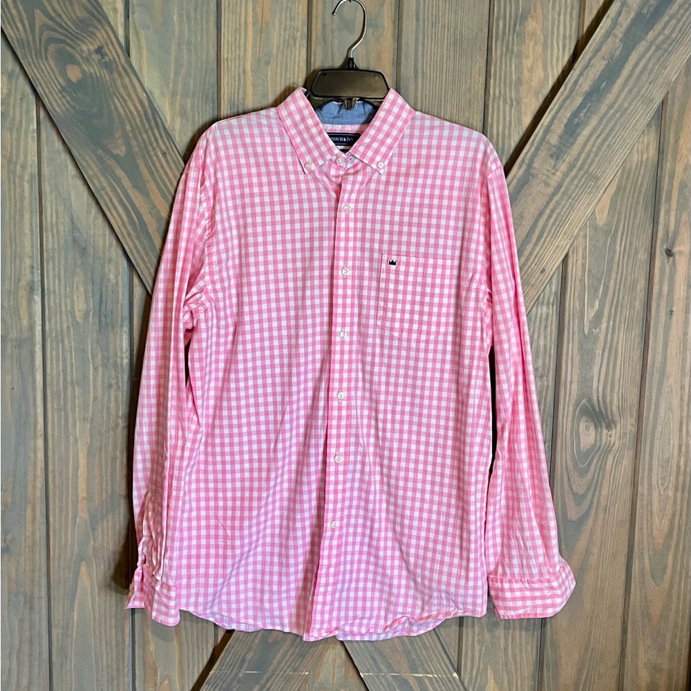 Crown & Ivy Men's Pink Checkered Casual Shirt